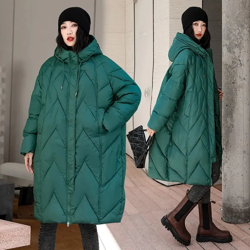 Imagem -02 - Cabolsa Monocromático e Reto de Inverno para Mulheres Parkas Casual Cabolsa Quente Puffer Parka Feminino Roupas para Cabolsas Novo 2023