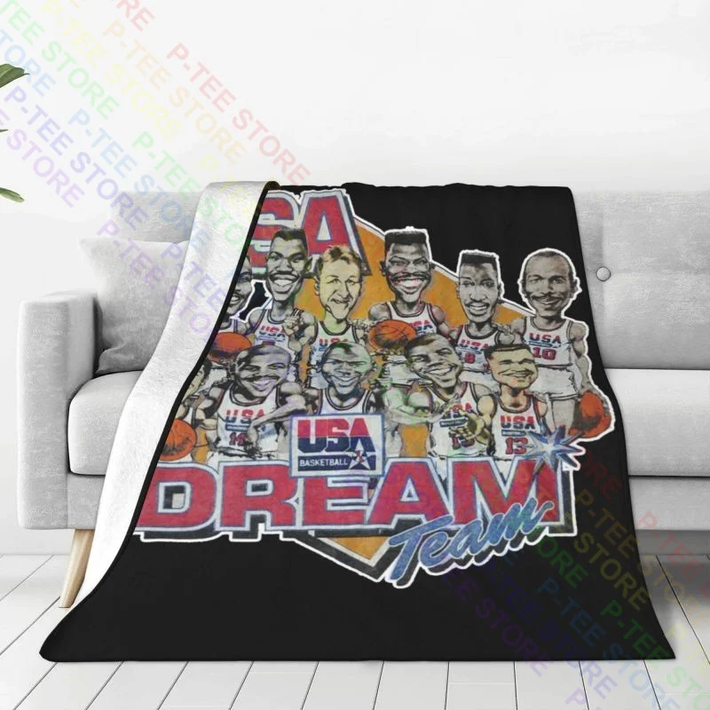 Usa Dream Team Retro Caricature Basketball Blanket Warm Textile Four Seasons Skin Friendly Mechanical Wash