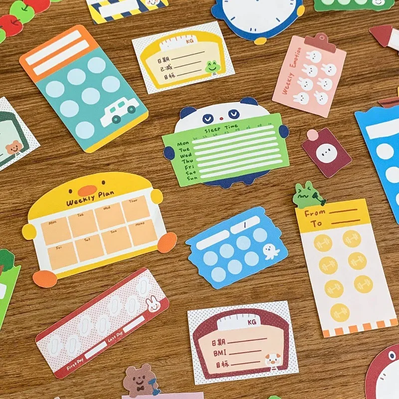 ZZOTON Daily Tracker Die Cut Writting Paper Tapes Craft Supplies DIY Scrapbooking Card Making Decorative Plan Sticker