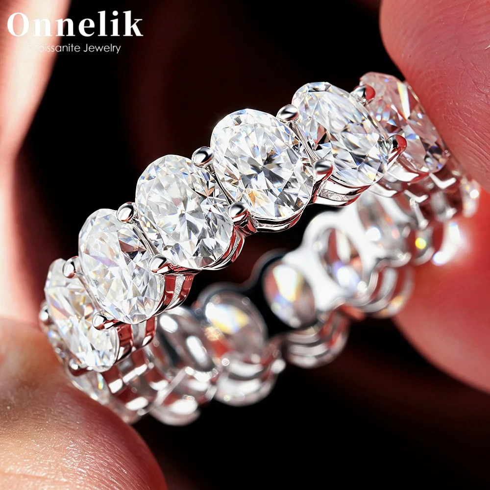 Anillo Solitario de Moissanita con Corte Ovalado de 1 Quilate y 5x7 mm, Plata de Ley S925, Chapado en Oro de 18K, Joyería Fina, Regalo de Boda para Mujer