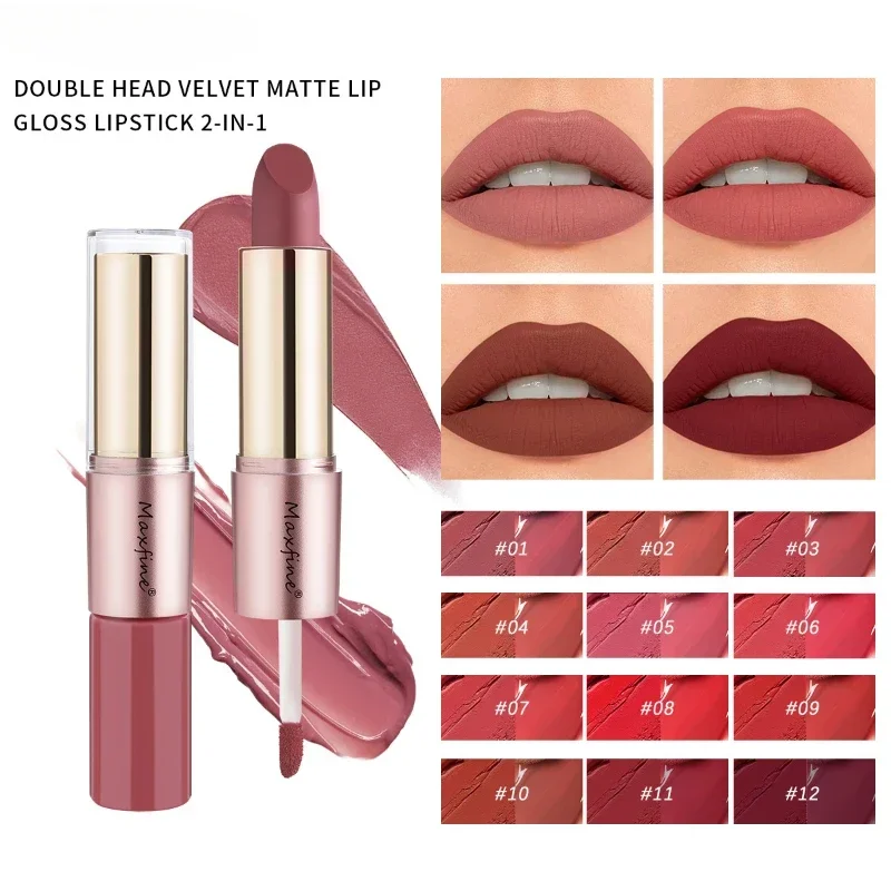 2 in 1 rossetto opaco doppia testa Lip Coat 24HR antiaderente Cup Lip Gloss Tint Plumper trucco rossetto impermeabile a lunga durata