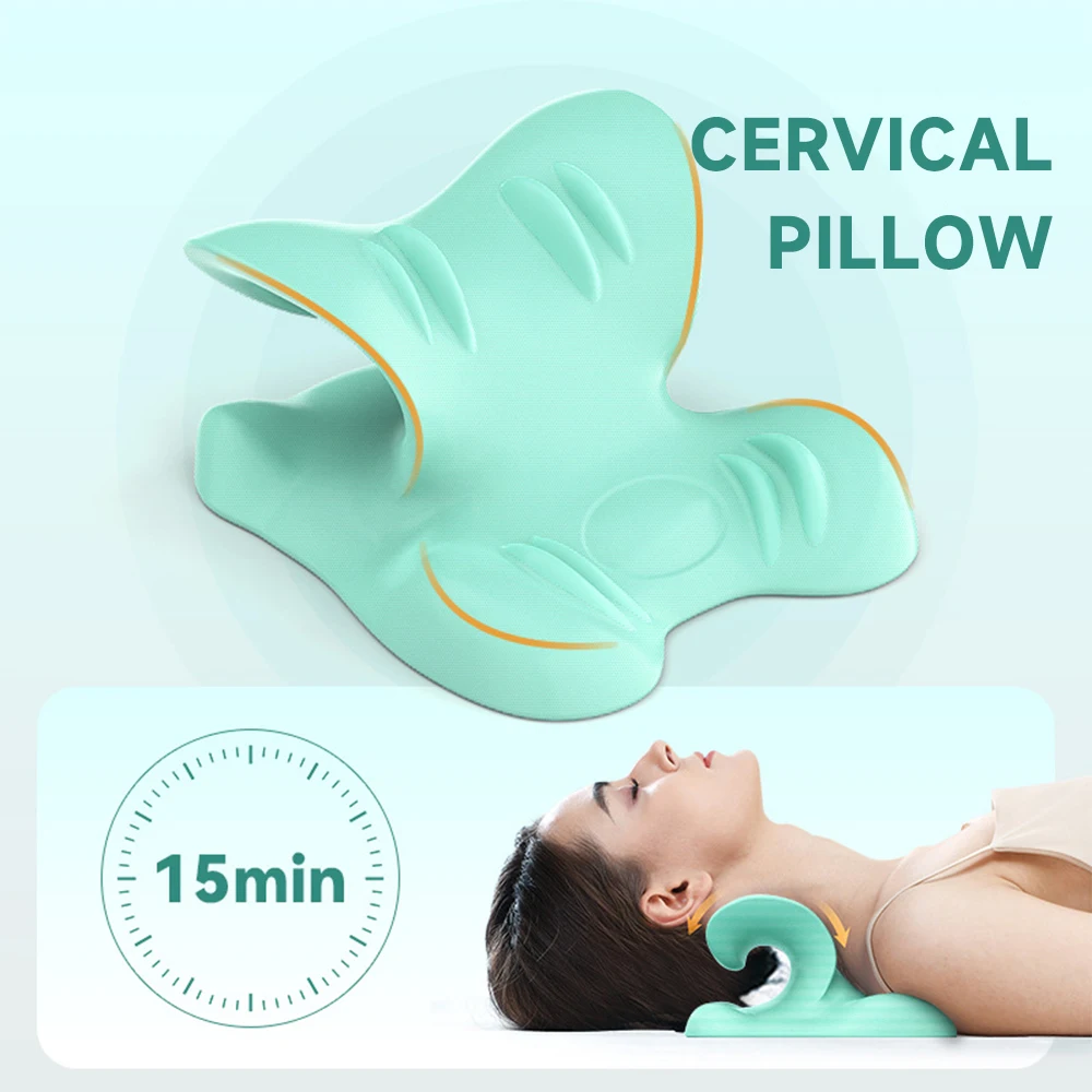 Almofada De Massagem Coluna Cervical, Relaxador De Pescoço E Ombro, Relaxamento Muscular Cervical, Dispositivo De Tração, Correção De Coluna