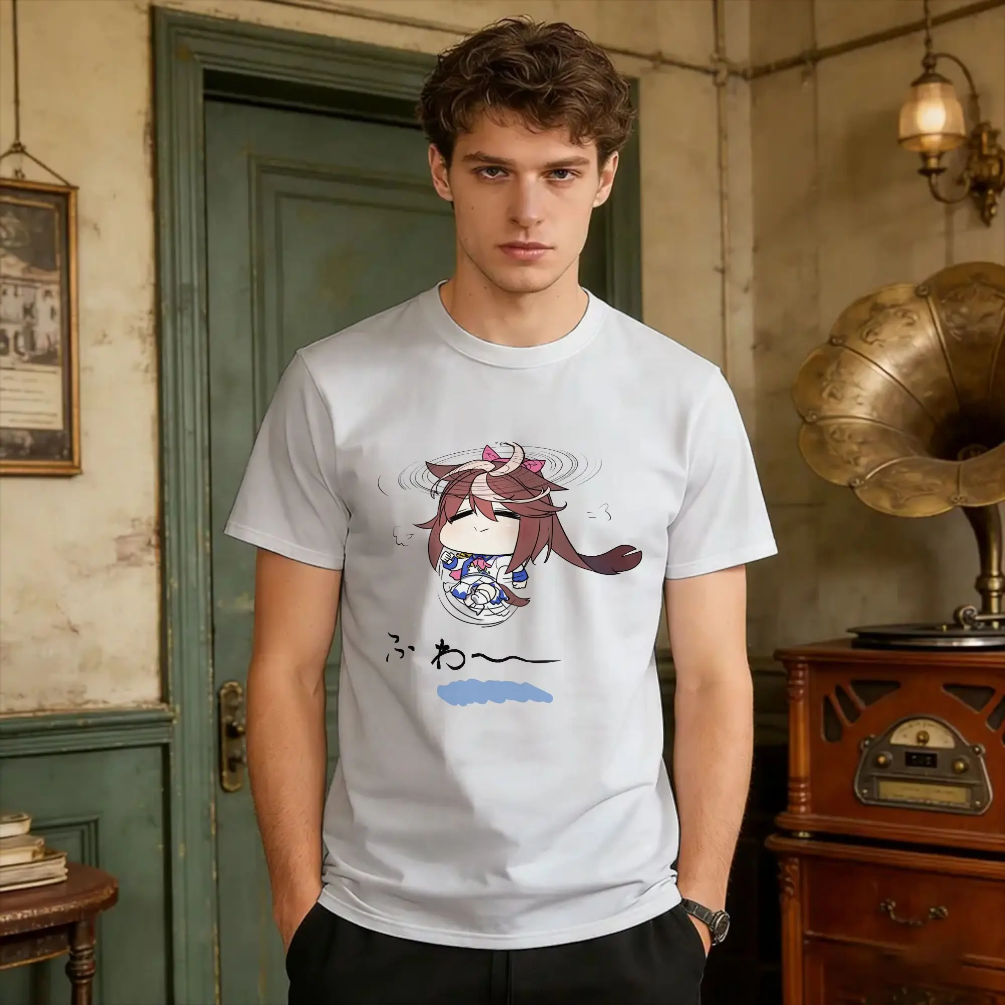 Men's T-Shirt Uma Musume Pretty Derby Dizzy Chibi T Shirts Harajuku  Beach Tees Vintage Cotton Clothing Gift Idea
