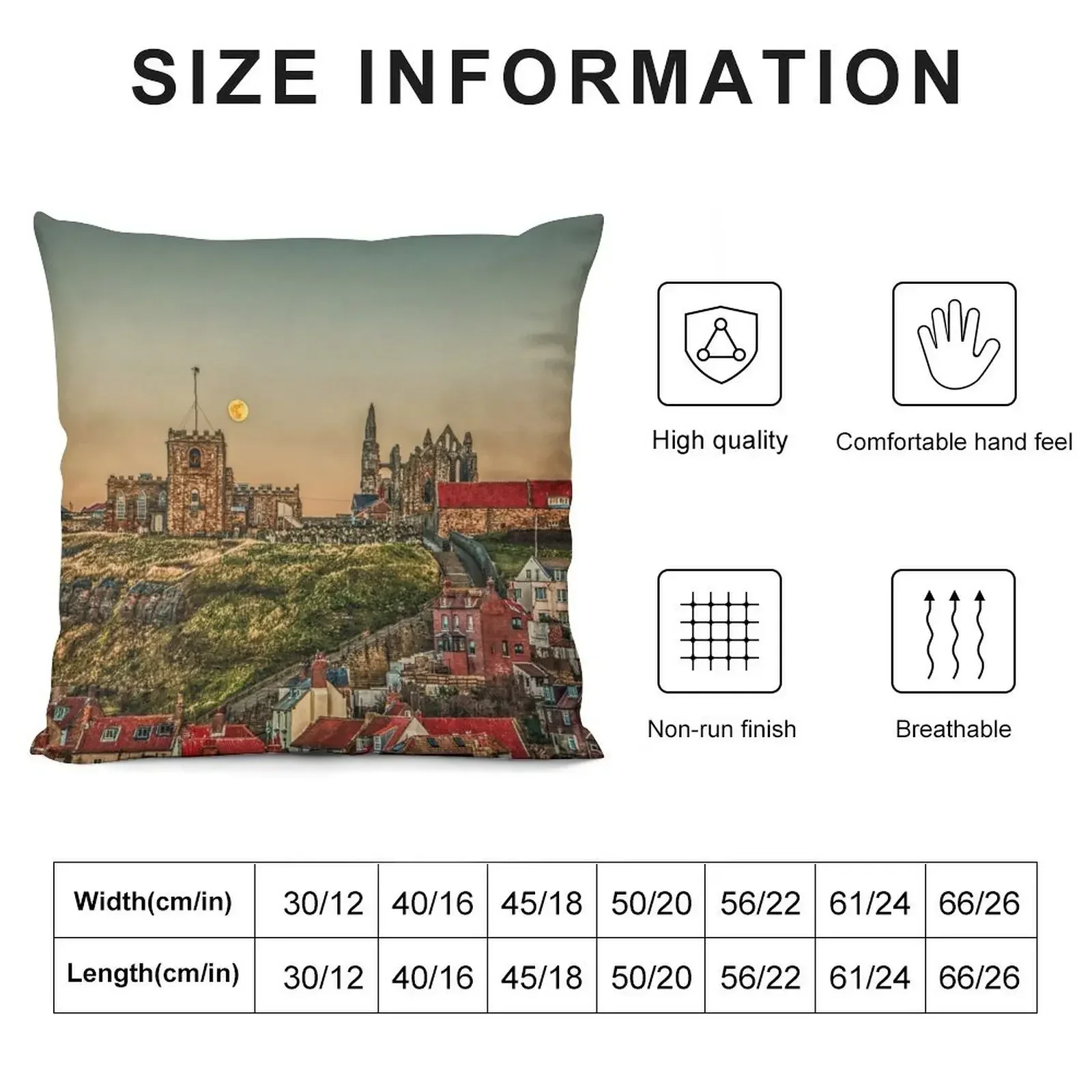 Whitby's 199 Steps to the Abbey and the Moon Throw Pillow Pillowcases Cushions For Children pillow