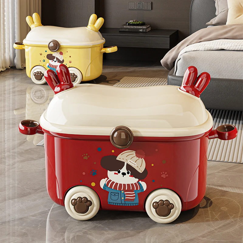 

Toy storage box, children's stool-style movable storage box with wheels, household baby clothing and building block organizer