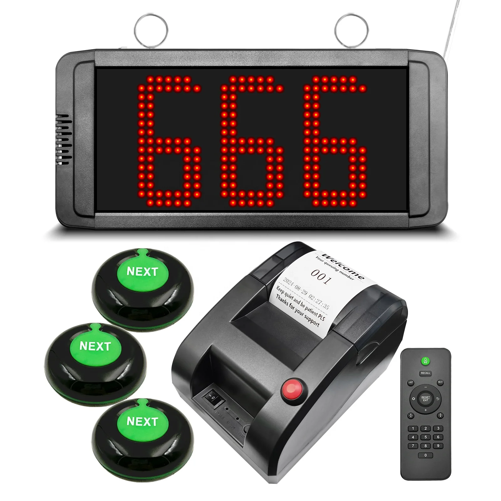 Take a Ticket Number Machine Wireless Queue Management System 3-Digit Display with Printer for Deli Bank Hospital Restaurant Bar