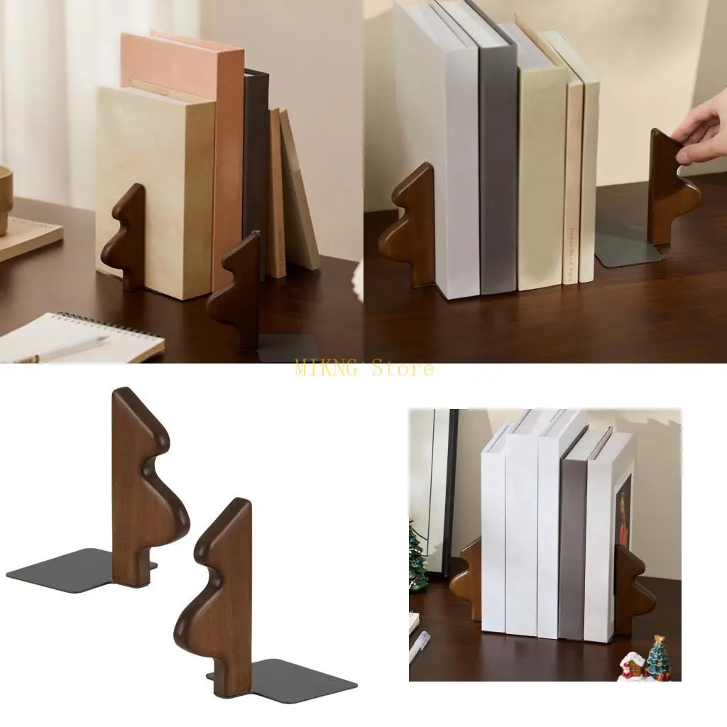 

Reusable Metal Bookends Christmas Tree Desktop Shelf Organizers For Books Display best sale