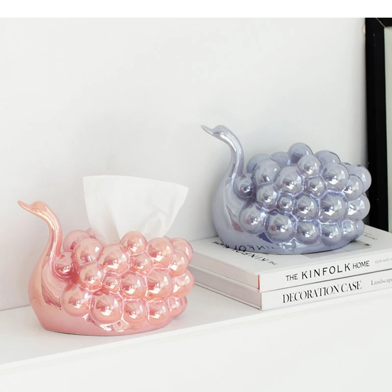 Simple Extractable Ceramic Tissue Boxes Swan Shape Paper Towel Napkin Holder Home Desktop Modern Toilet Storage Box