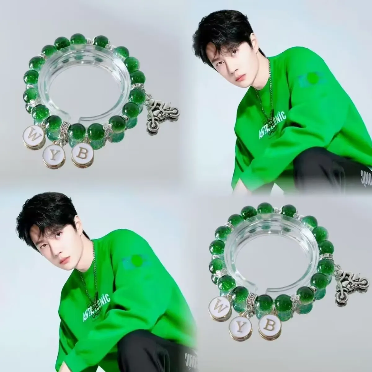 

Wang Yibo's high appearance level custom-made bracelet, WYB accessory bracelet, the same green style as Wang Yibo