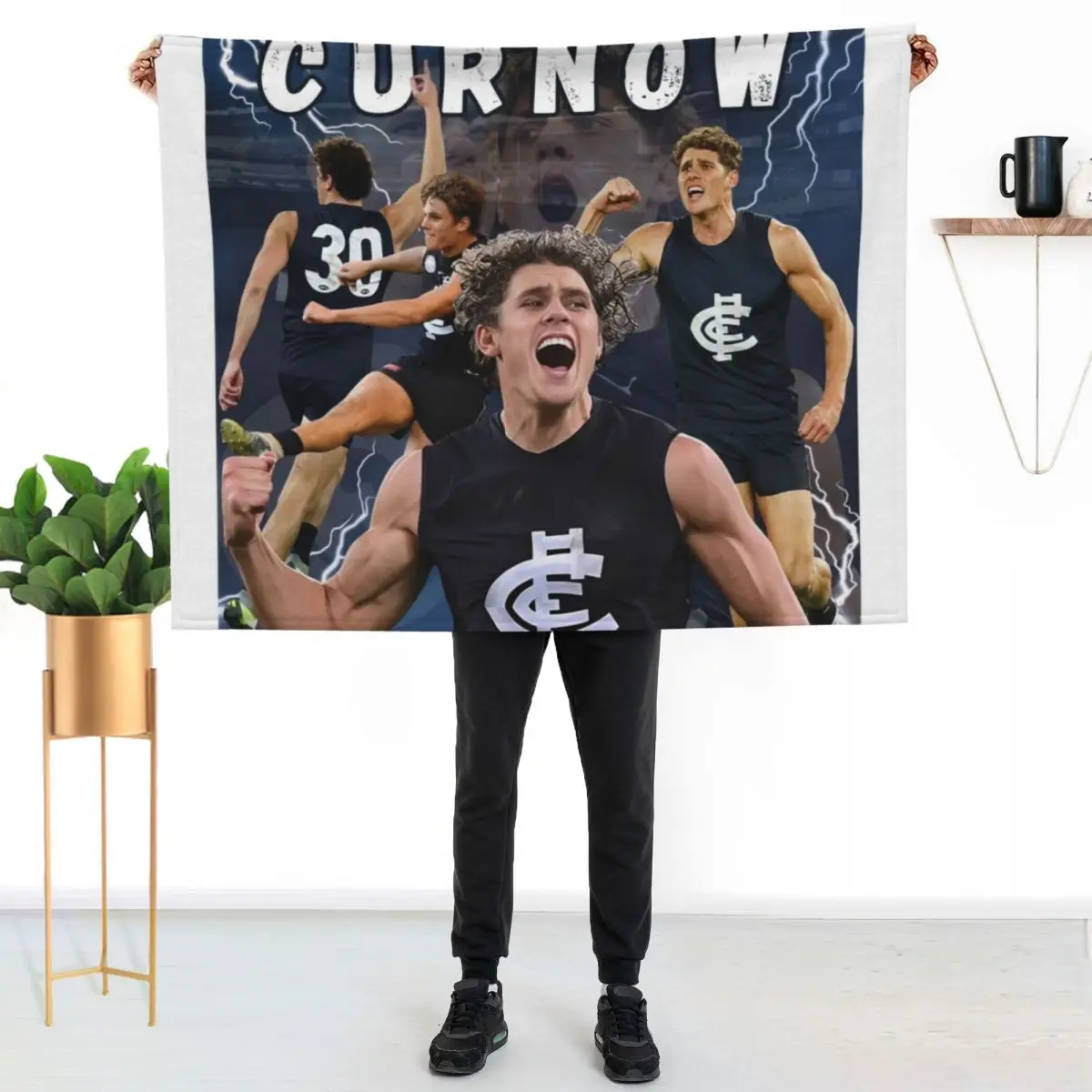 Charlie Curnow Carlton Football Club AFL Player Throw Blanket Comforter For Sofa Thin Moving Plaid Blankets