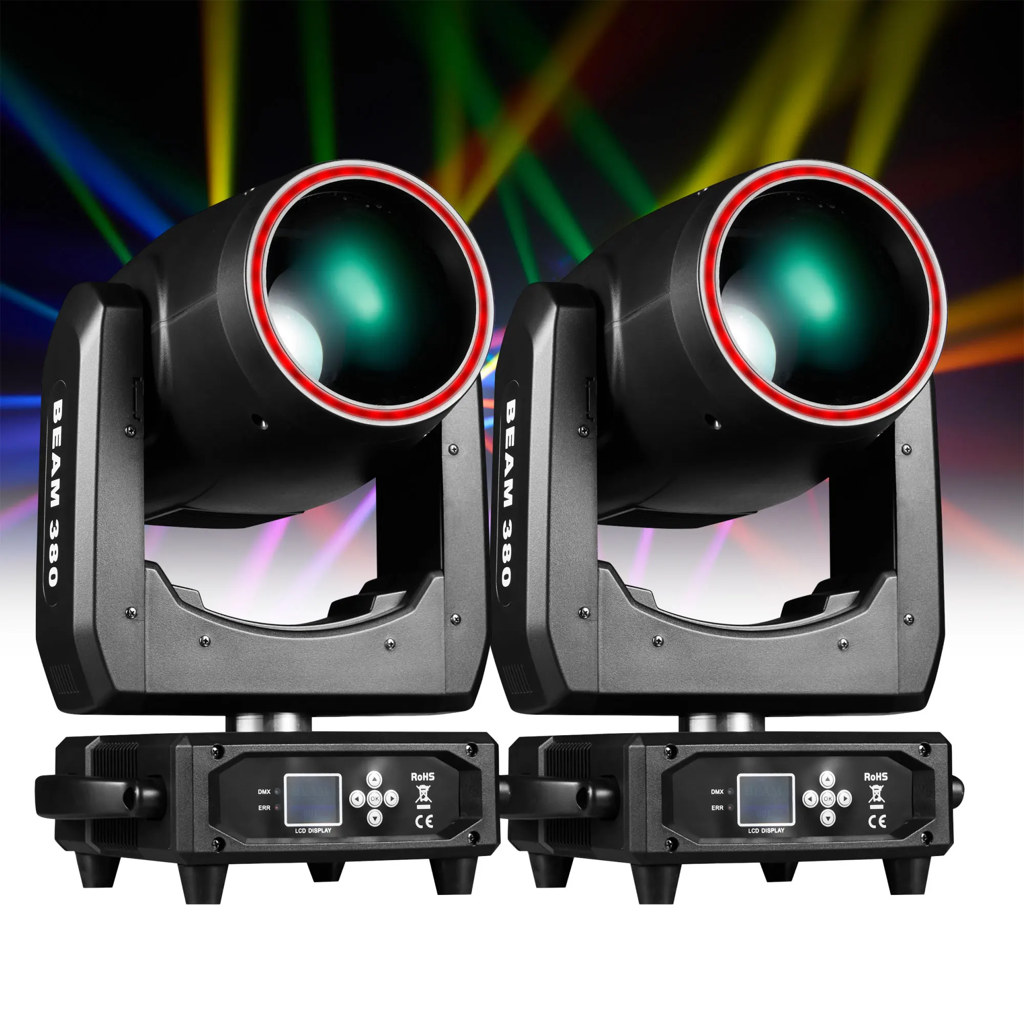 2PCS 300W Mini BEAM With Halo Effect Moving Head Light 14R Beam Wah Zoom Sharpy 19Channels 48 Rotating Prisms DMX Stage DJ Lights