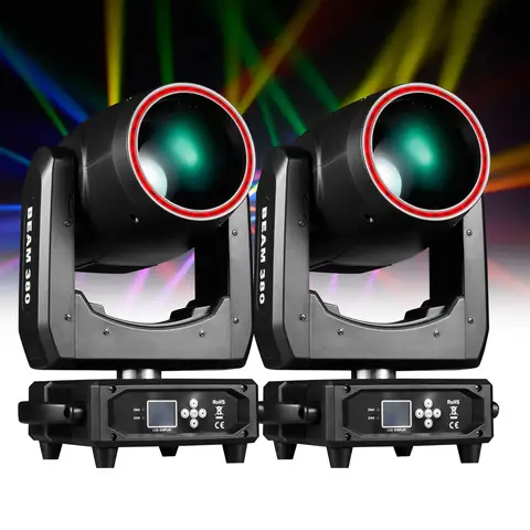 2PCS 300W Mini BEAM With Halo Effect Moving Head Light 14R Beam Wah Zoom Sharpy 19Channels 48 Rotating Prisms DMX Stage DJ Lights