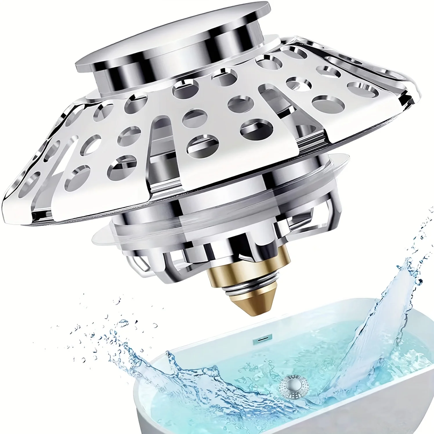 

Универсальная пробка для ванны, 1 шт., медные сливные пробки, сливная пробка для ванны 3-в-1 с уловителем волос, подходит для сливного отверстия от 1-3/8 до 2-3/8 дюйма