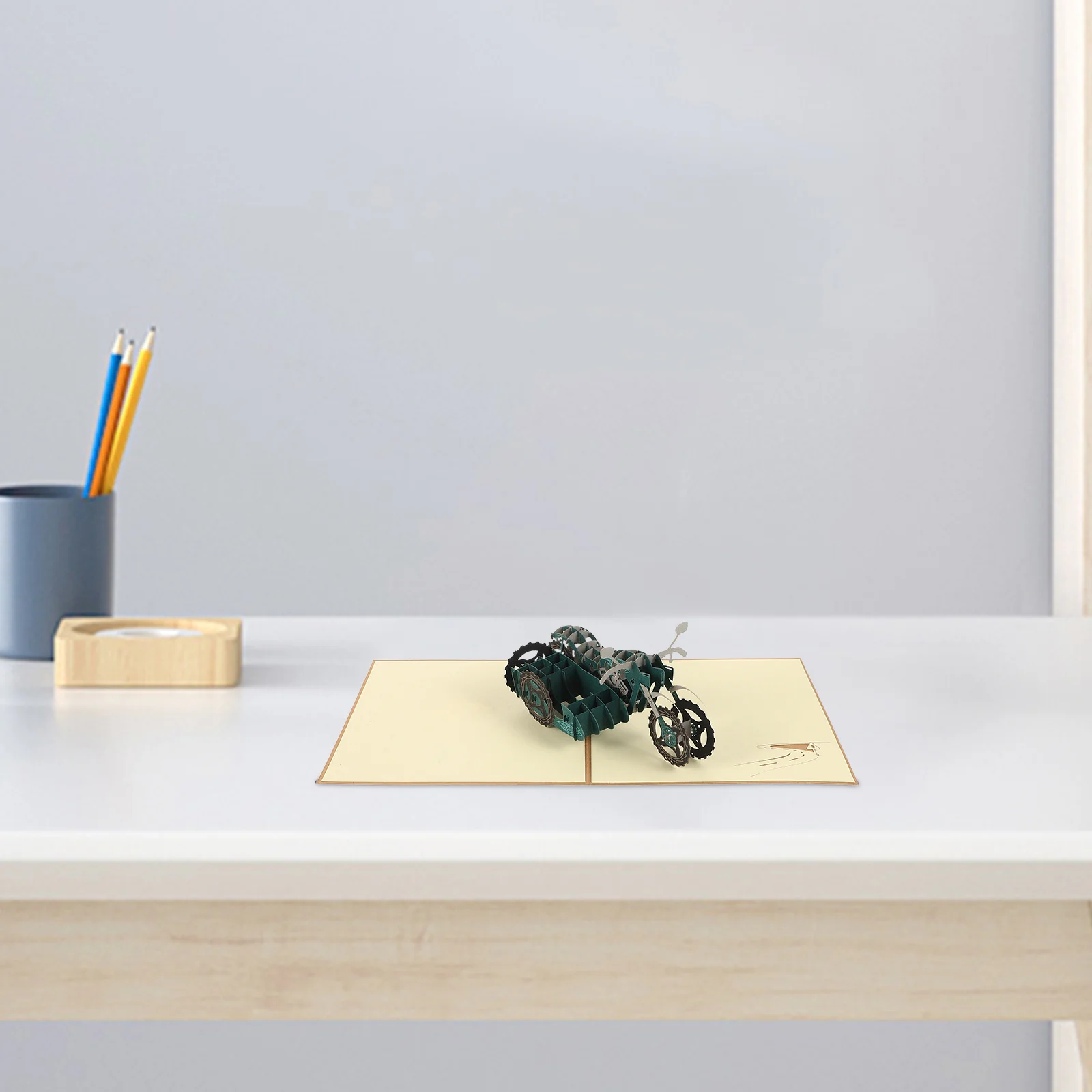 

3D Motorcycle Birthday Card Handcrafted Fathers Day Unique Gift Graduation Anniversary Retirement Greeting Collectors Item