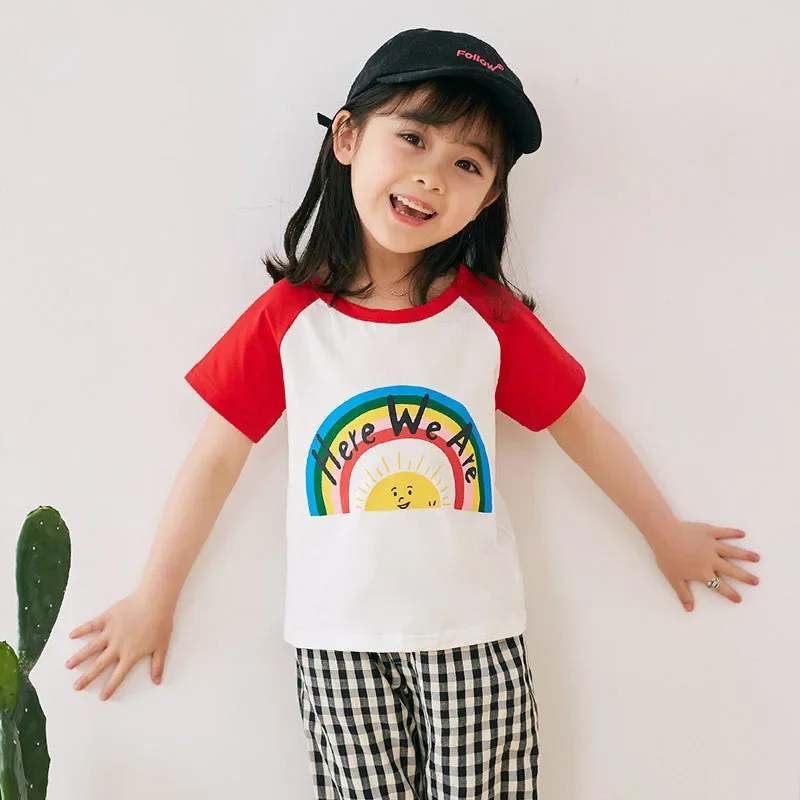 T-Shirt à Manches Courtes pour Enfant Garçon et Fille, Vêtements d\'Été, Dessin Animé, 100% Coton