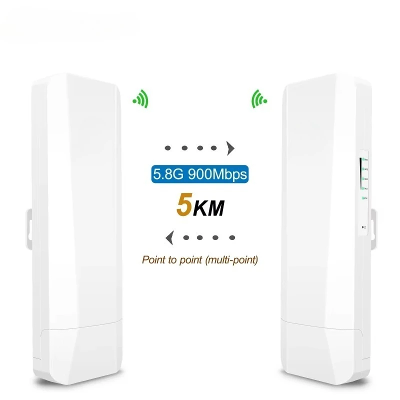 Long Distance 5km Outdoor Wireless Bridge 5.8Ghz 900Mbps High-Speed 802.11ac IP65 Rated  WIFI Bridge WAN/LAN 1000Mbps