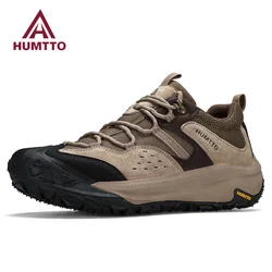 HUMTTO Wanderschuhe Herren rutschfeste Outdoor Herren Sportschuhe Leder Sicherheits-Walking-Turnschuhe für Herren Atmungsaktive Trekkingstiefel