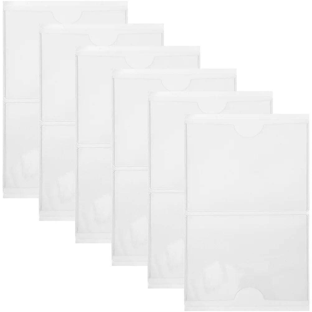 

12pcs Self-Adhesive Label Card Pockets Clear Plastic Sleeves For Warehouse Bin Labels Nameplate Holder Sticky Index Organizers
