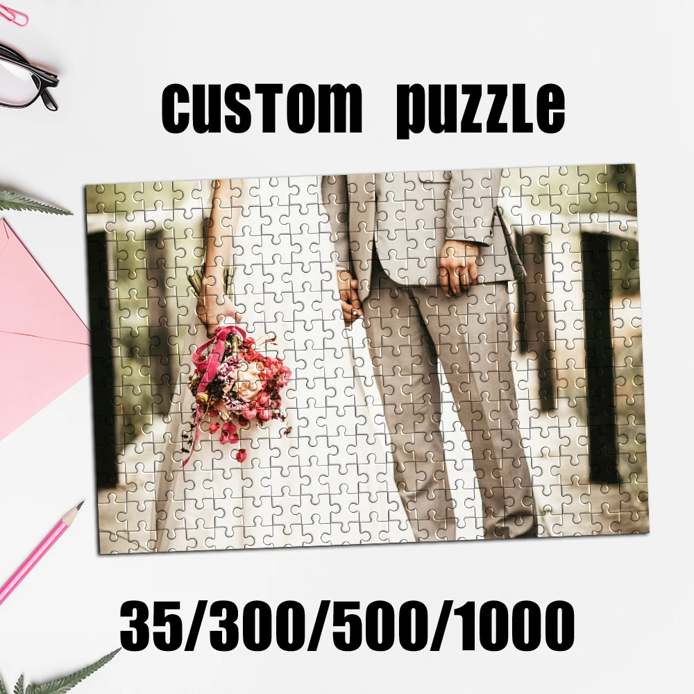 Puzzle Personalizzato con Foto, Tema Romantico Coppia di Sposi Mezzo Busto, Regalo Artigianale
