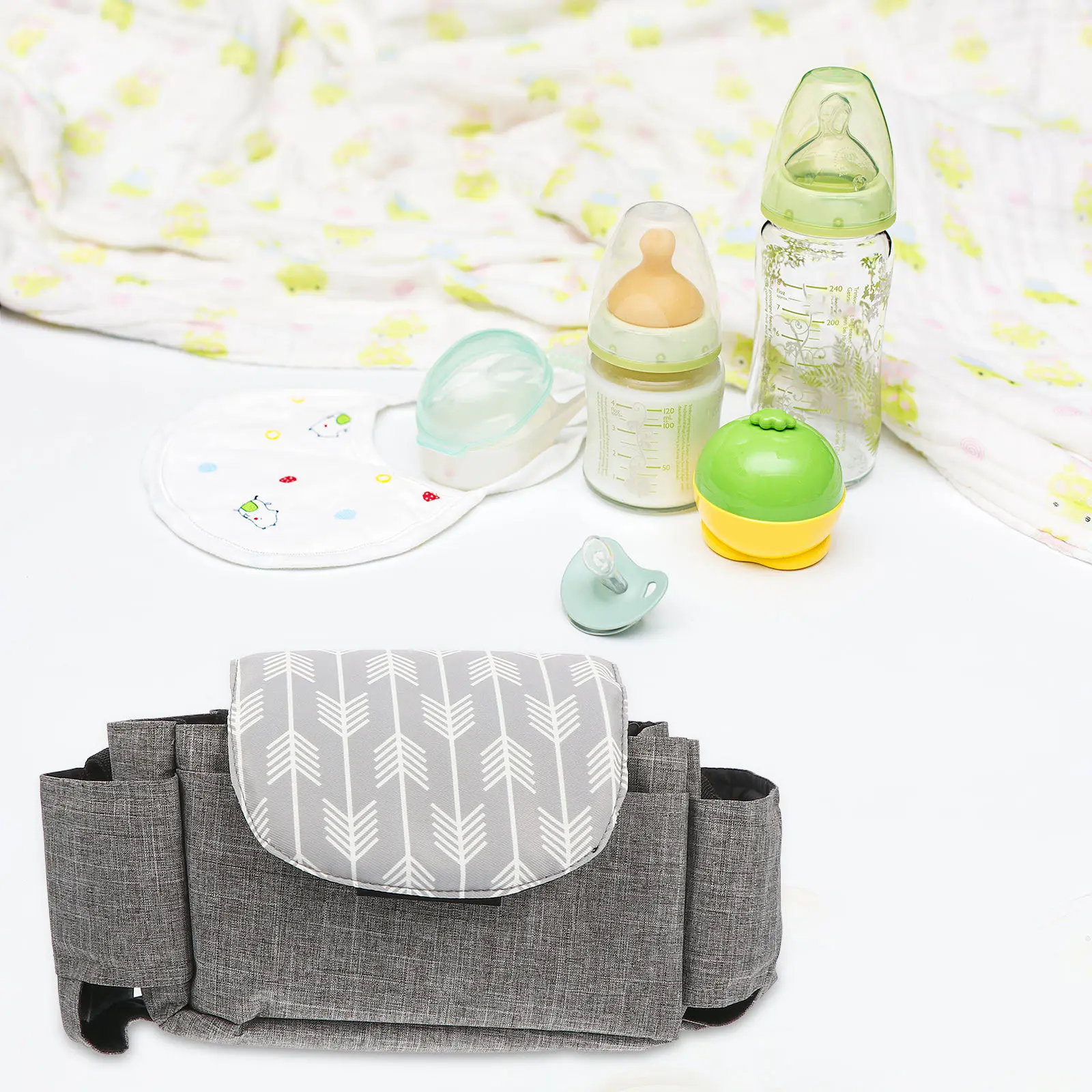 1Pcs Universal Stroller Organizer Bag Waterproof Stroller Attachments Bag Diaper Storage Cell Phone Pocket Strap