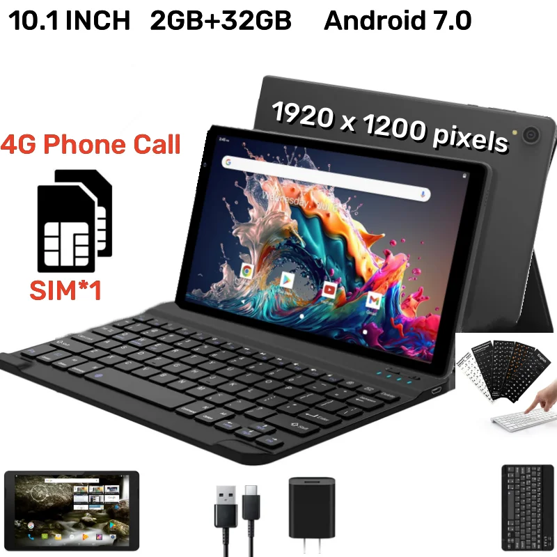 10.1 inch T10 Android 7.0 Phone Call Tablet PC 64-Bit 2GB RAM 32GB ROM MT6735 CPU Dual Camera WIFI 1920 X 1200 IPS
