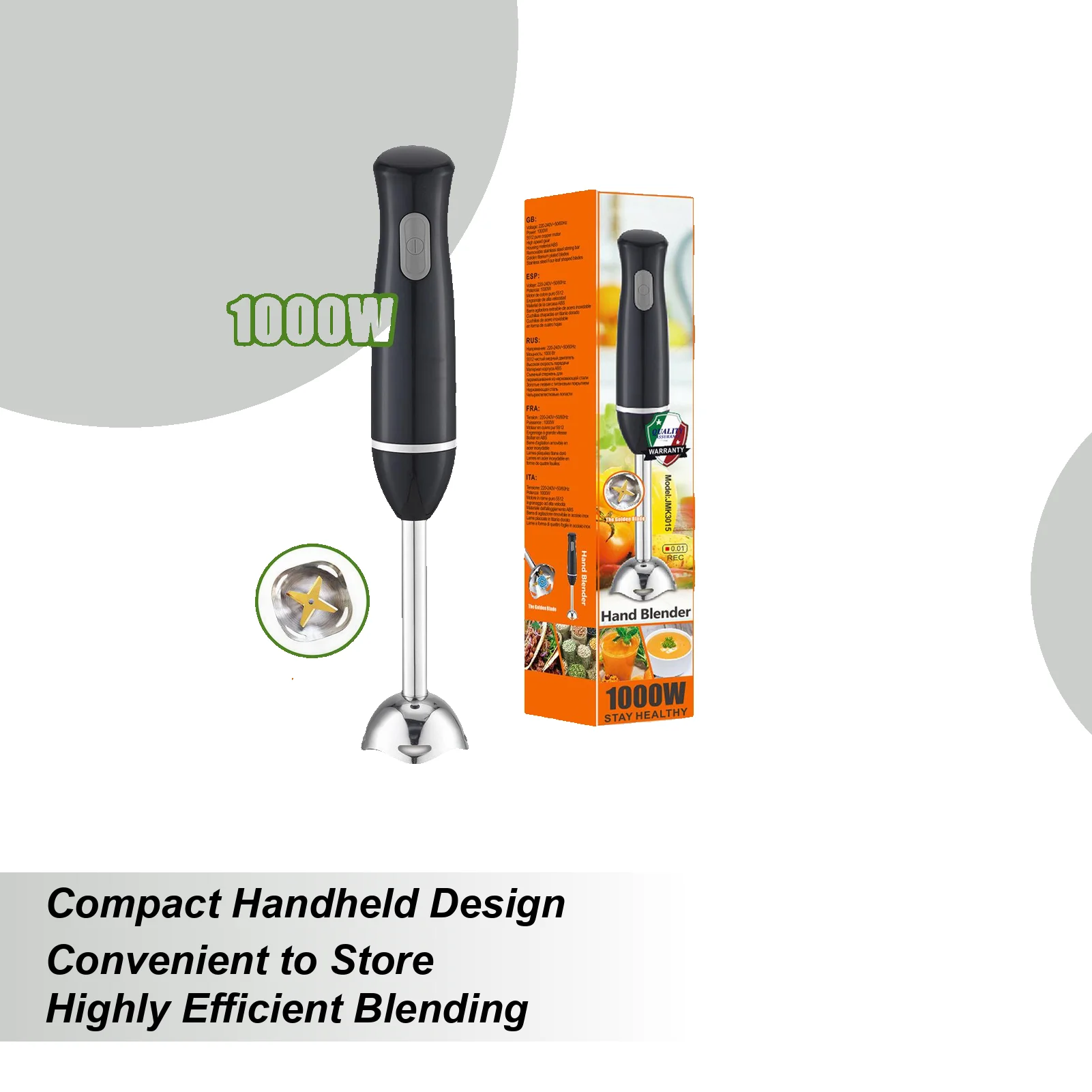 

Hand Blender Stainless Steel Electric Mixer Juice Blender Stick For Office Home Travel Kitchen Soup Puree Kids Food Milkshakes