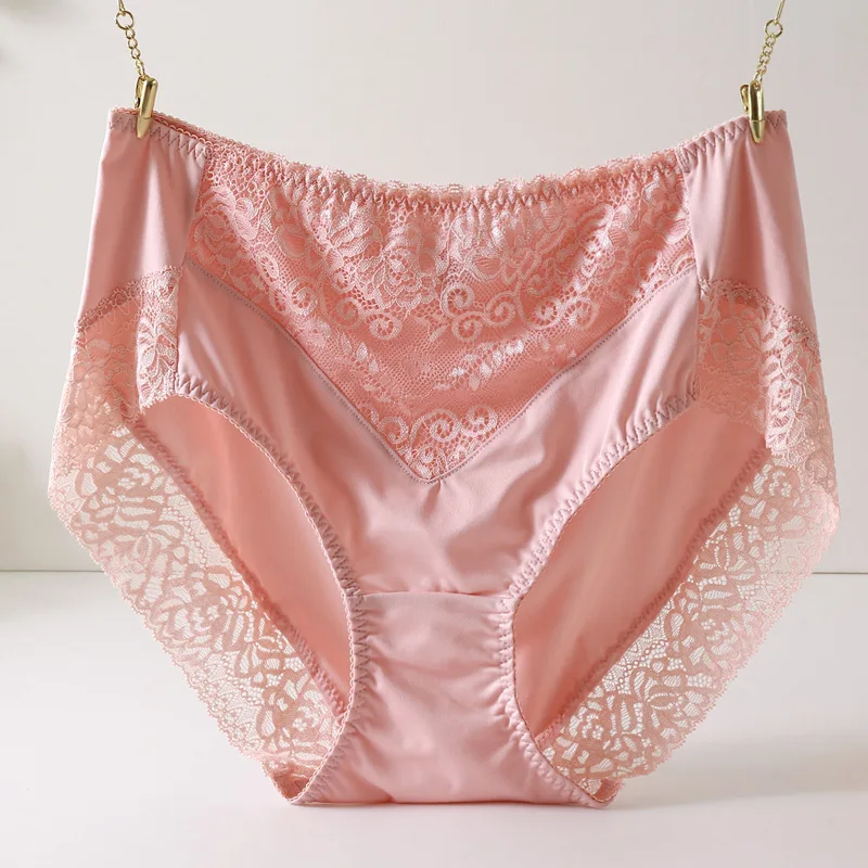 Plus Size Women Panties Soft Daily High Waist Underpants 55-105kg Knickers Ultrathin Breathable Ice Silk Briefs Underwear A30