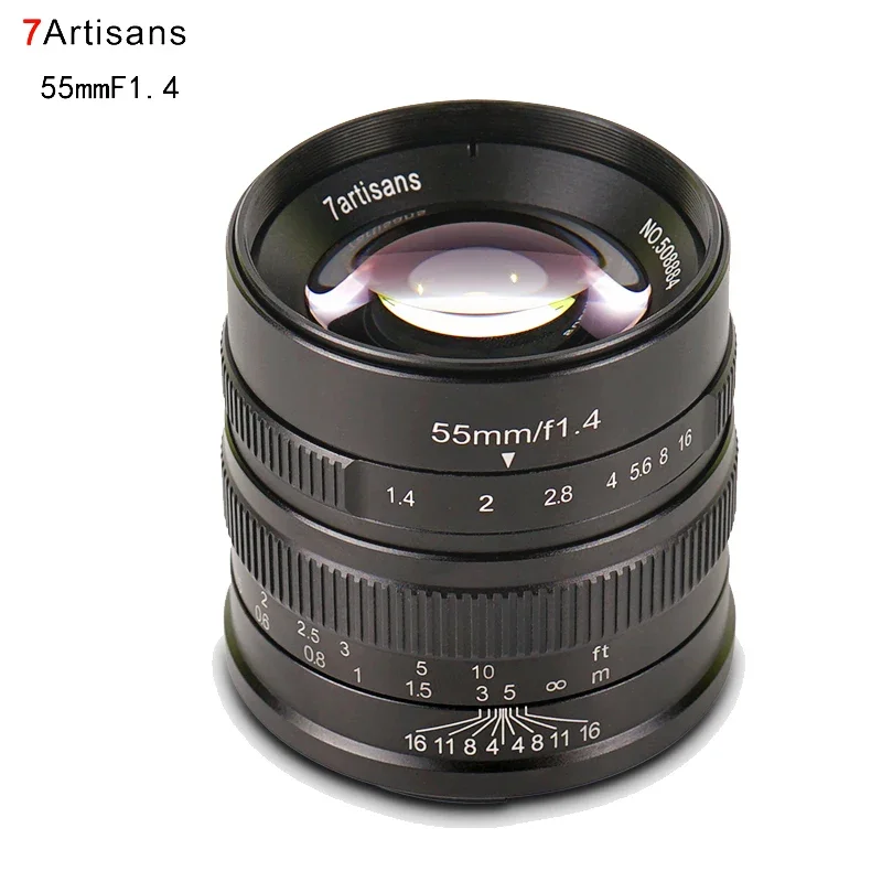 7artisans 55mm F1.4 Large Aperture Manual Focus Lens for Canon EOS M EF-M / Fujifilm X Mount Mirrorless Camera