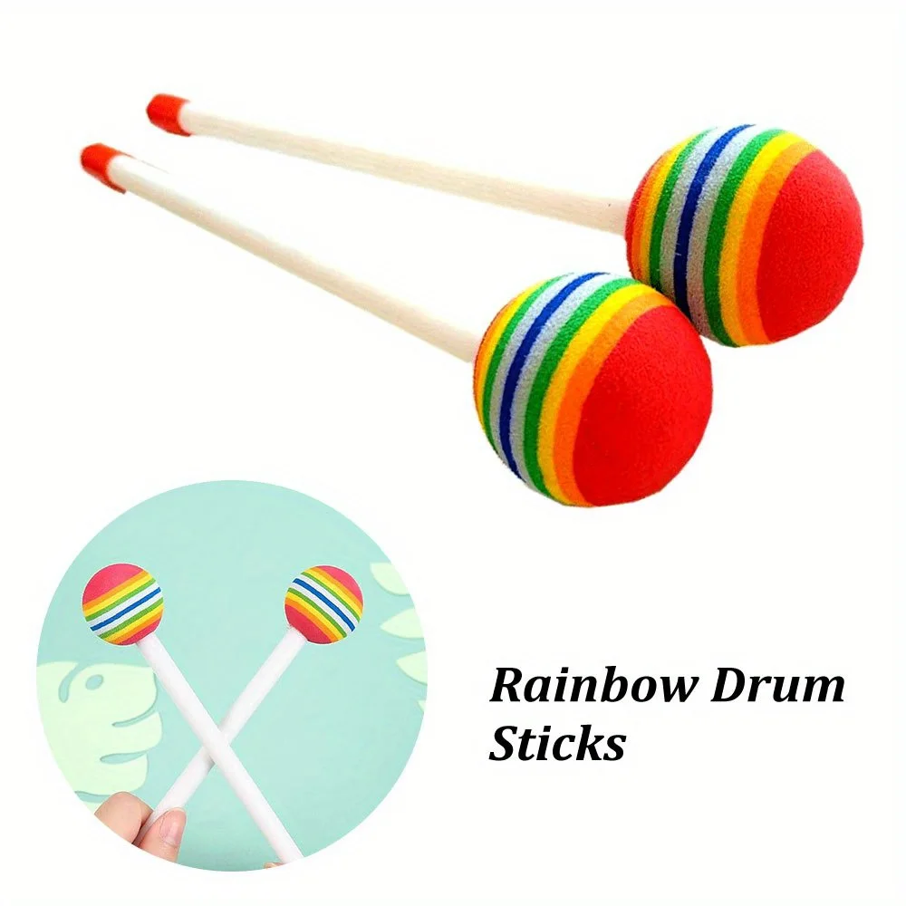 1Pair Rainbow Soft Foam Drum Sticks Kids Percussion Mallets Orff Instruments Early Education Music Teaching Tool