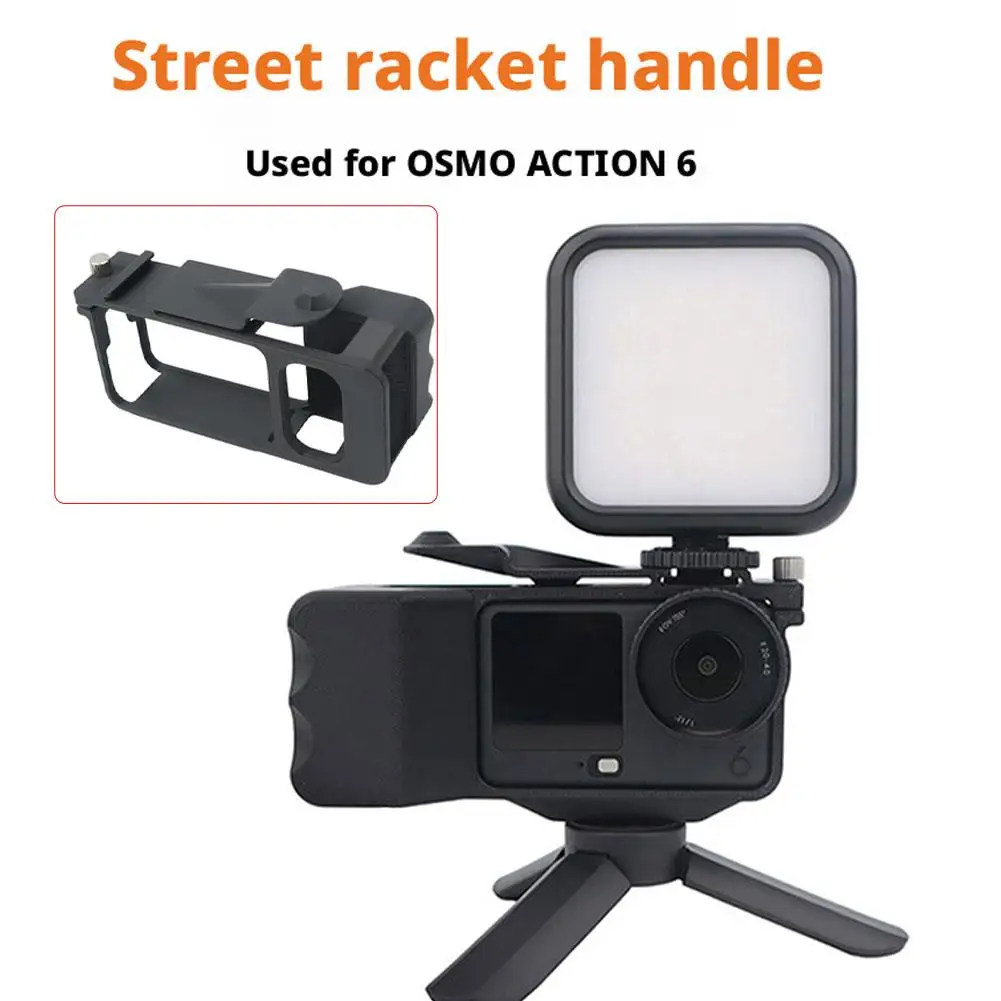 For OSMO Action 6 Street Photography Handle with Cold Shoe Mount, Action Camera Handle Shooting Rig Accessory 1PCS