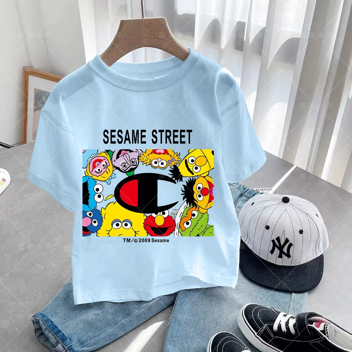 kids Summer Men\'s Cookie Monster multicolor T Shirt Short Sleeves Tshirts Fashion T-shirt Designer Sesame Street Tees Fit Appare