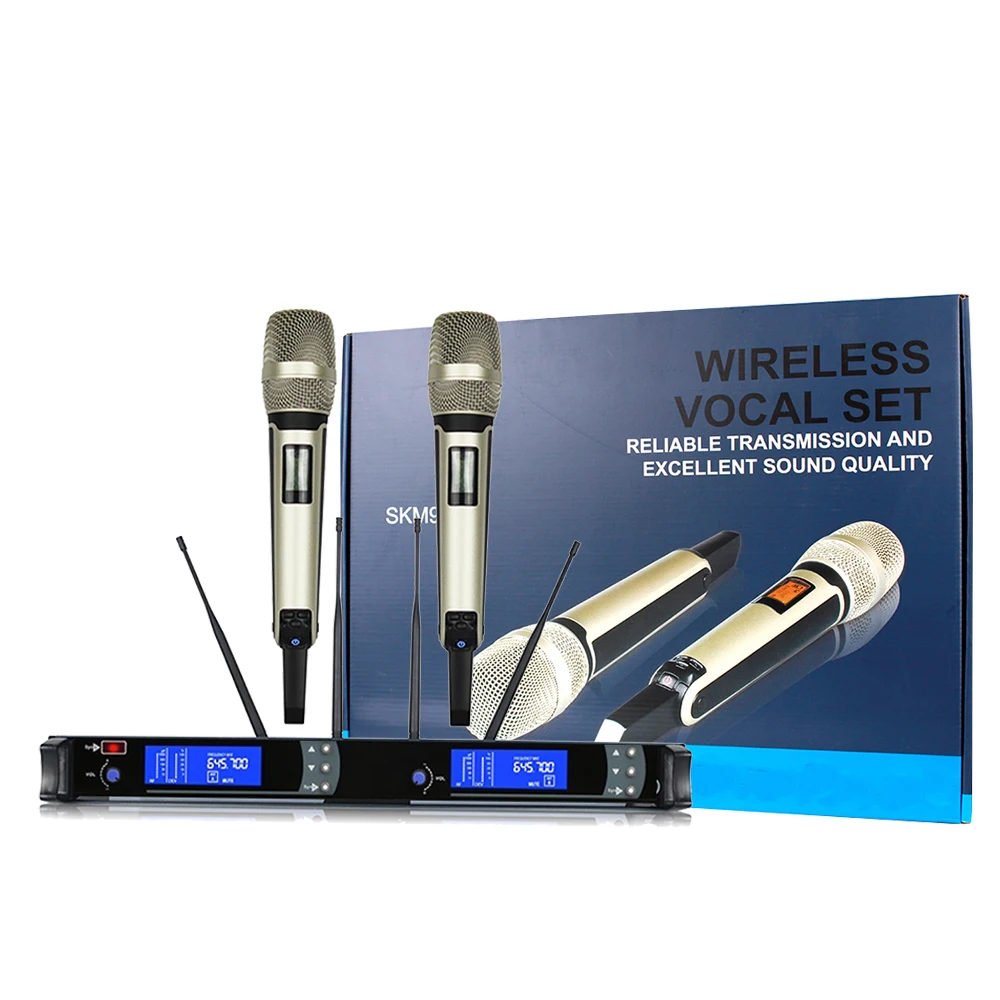 SKM9000 Wireless Microphone  DUAL Channels True Diversity Wireless Microphone UHF Pro Wireless Microphone System Karaoke Mic