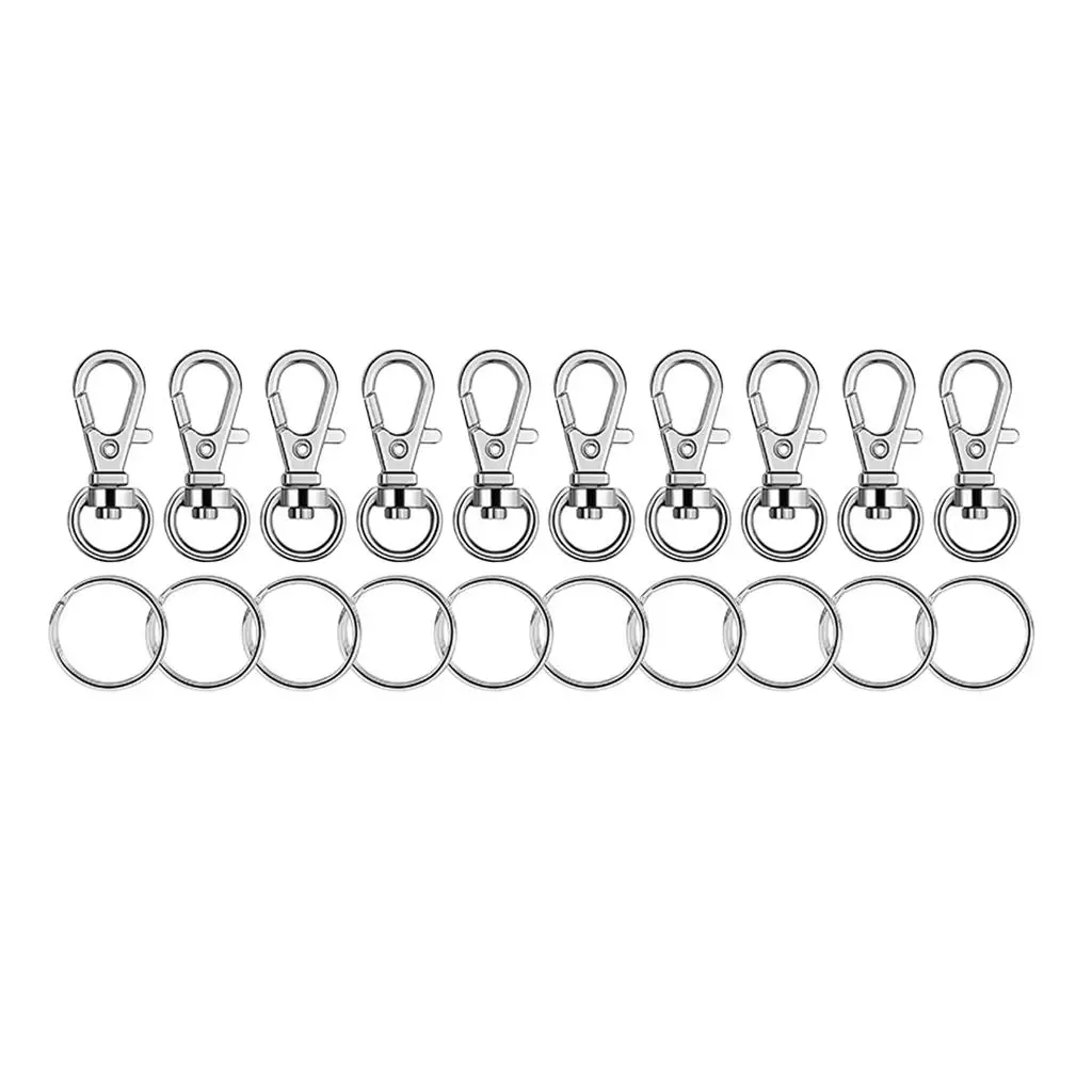 20 Swivel Lanyard Snap Hook with Key Rings (Small Size) for Key Chains Making Hardware