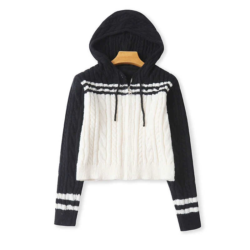 

Осенне-зимний женский свитер с капюшоном, теплый свободный утягивающий универсальный молодежный повседневный топ, удобный полиэфирное волокно