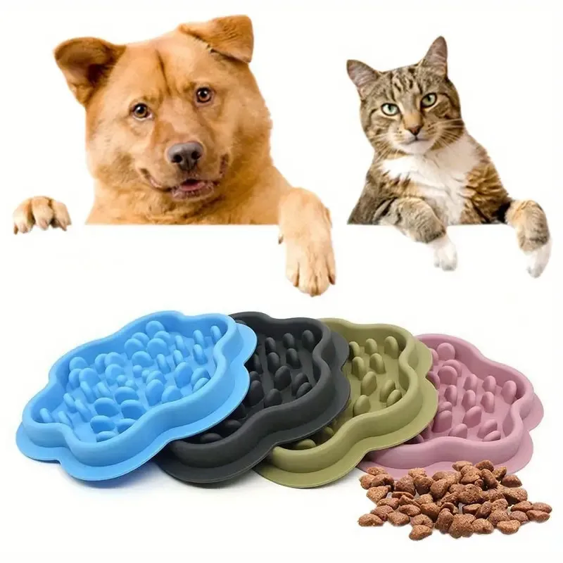 Pet Slow Down Eating Feeder Dish - Interactive Pet Food Bowl - Silicone Material - Suitable for Dogs Cat