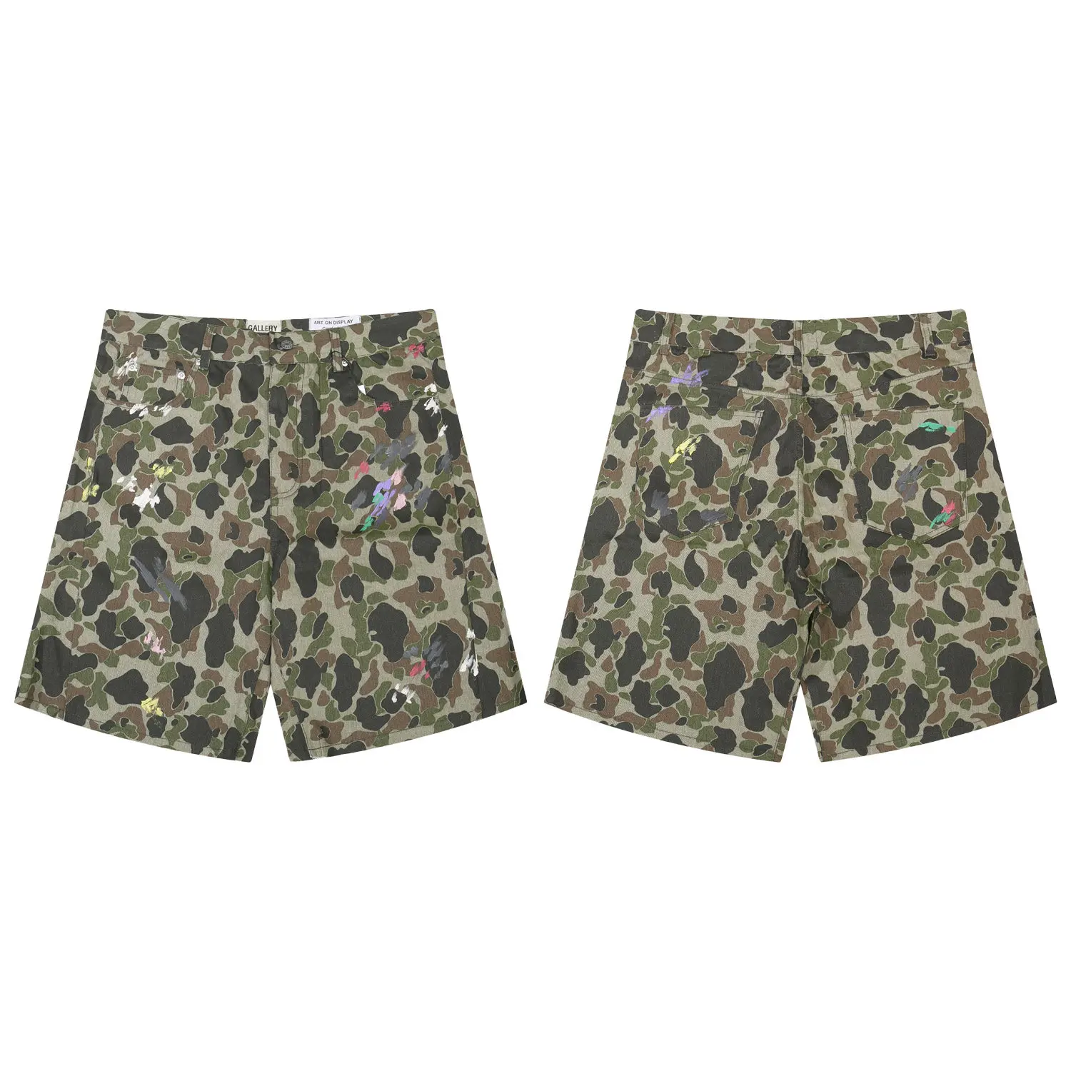 Gallery Dept summer hand-painted ink-splashed washed overalls camouflage shorts beauty loose casual five-point pants
