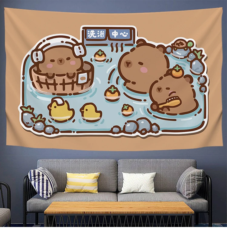 Capybara Influencer Cute Background Hanging Cloth Bedroom Background Cloth Living Room Decoration Tapestry wall hanging decor