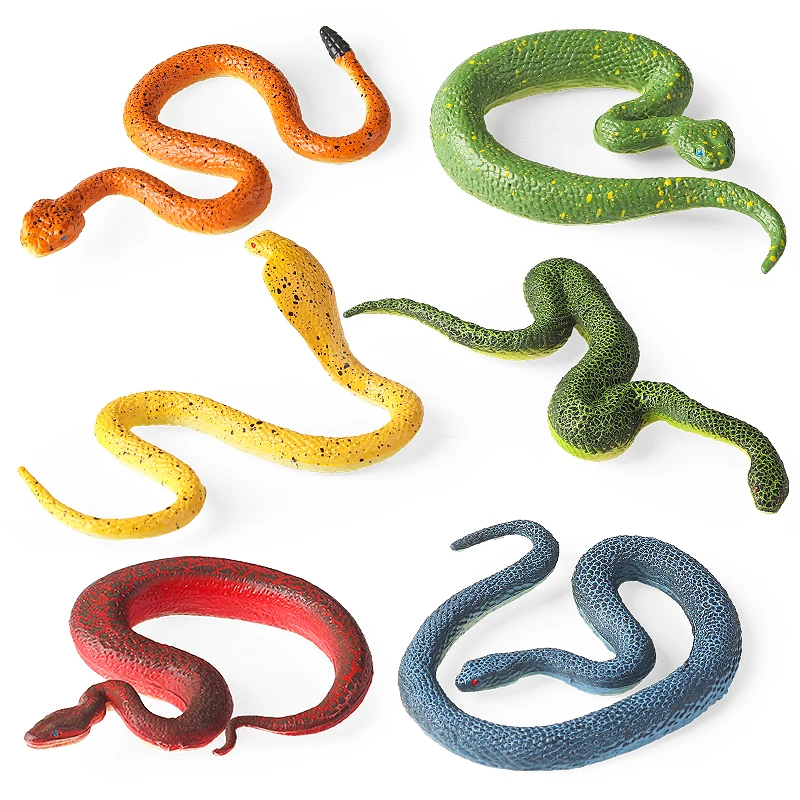 Oenux 숲 뱀 동물 딸랑이 뱀 파이썬 코브라 액션 피규어 파충류 모델 솔리드 PVC 홈 데코 교육 어린이 장난감 선물