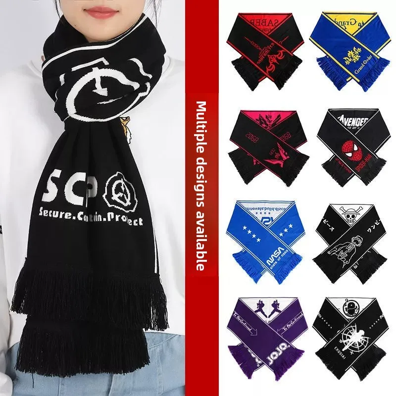 

IG Team Anime Game Double-Sided Fleece Scarf Neck Warmer Winter Warm Cotton Scarf Versatile Student Gift Show Luo Brand