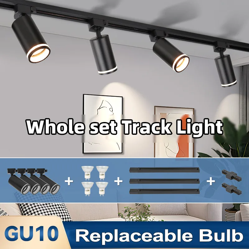 

Светодиодные трековые светильники 110В/220В для внутреннего освещения, потолочные точечные светильники GU10 для гостиной, магазина, декора, кухни, спальни, на трековой шине
