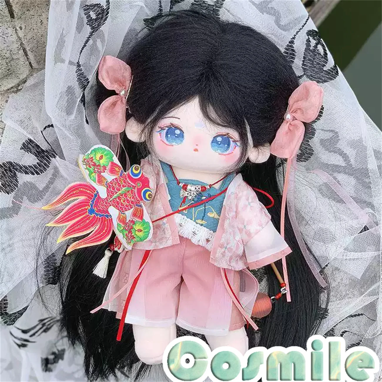 ไม่มีคุณสมบัติ Hanfu Fairy Elf สีชมพู Lotus น่ารักโบราณเครื่องแต่งกายตุ๊กตา Plushie Plush 20 ซม.ตุ๊กตาอุปกรณ์เสริมตุ๊กตาเสื้อผ้า KN Mar