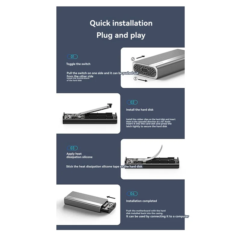 BLUEENDLESS ASM2464 M. 2 Nvme SSD Enclosure USB 4.0 40Gbps For Thunderbolt 4/3 USB 3.2/3.1/3.0 External Hard Drive Case For PC