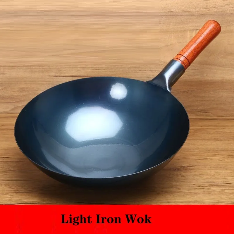 Light Wok for Female Frying pan non-coating Smokeless Sizes Non-stick household wok round bottom Iron Wok