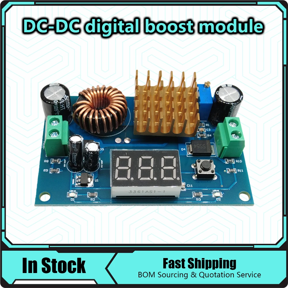 XH-M411 DC 3V-35V To DC 5V-45V Boost Module Digital Voltmeter DC-DC Step Up  Boost Converter Board 5A Power Adjustable For Volta