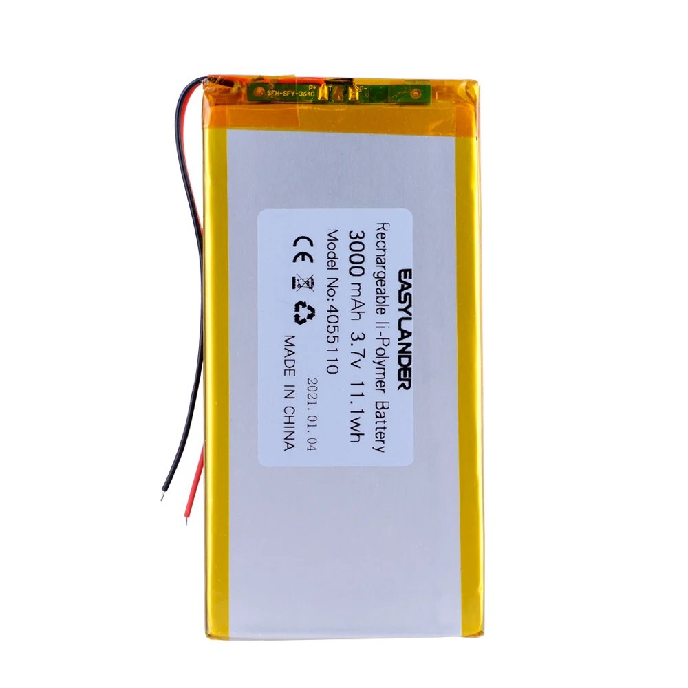 

4055110 3,7 V 3000mAh литий-полимерная литий-ионная аккумуляторная батарея для PDA DVR tablet PC MP3 MP4 DVR GPS Speaker Toys