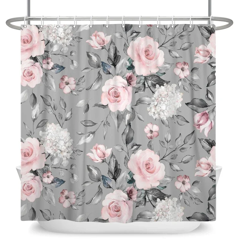 Flower Bird Shower Curtains Waterproof Bathroom Decor Bohemian 3D Printed Fabric with Hooks Decorative Shower Curtain