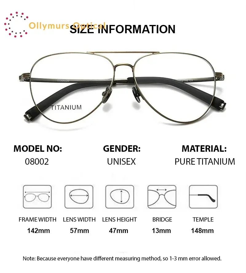Ollymurs 142Man Wide  Titanium mm Classic Photochromic  Frame Myopia Sunglasses Field Prescription Glasses Multifocal