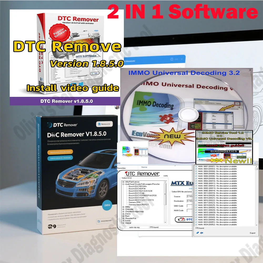 

IMMO Universal Decoding 3.2 obd2 scanner IMMO Off with Keygen Unlimited Crack+ MTX DTC Remover 1.8.5.0 Car accessories Software
