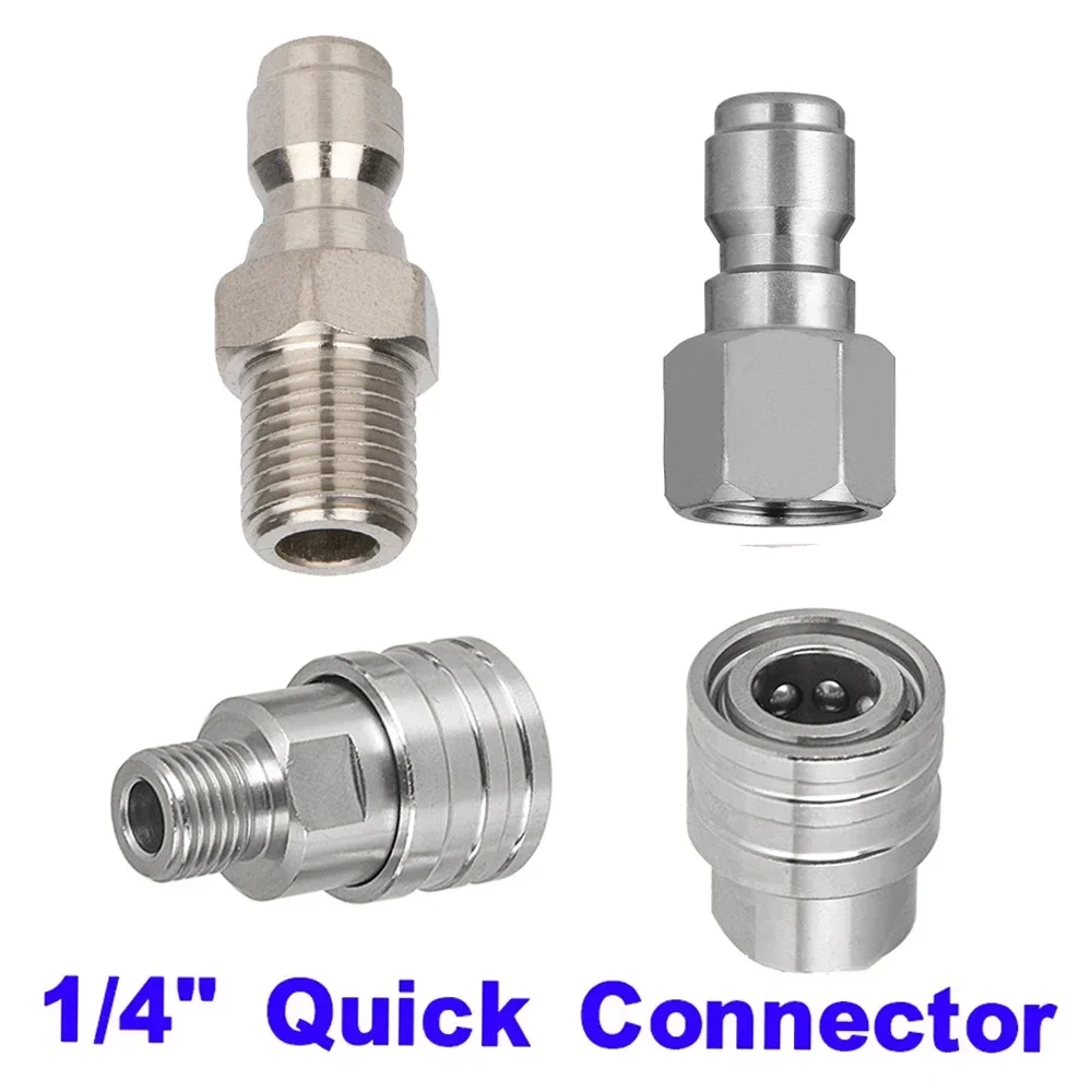 Pressure Washer Coupler 1/4 Inch Stainless Steel Quick Connect Fittings Male Female Accessories With Internal External Thread