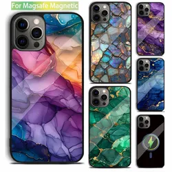 Marble Pattern Art Phone Case For iPhone 16,15,14,13,12,11,Plus,Pro,Max,Mini Magsafe Magnetic Wireless Charging